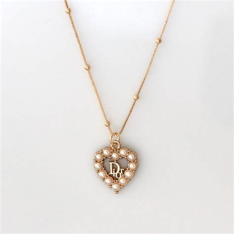 dior peral necklace|christian Dior heart necklace.